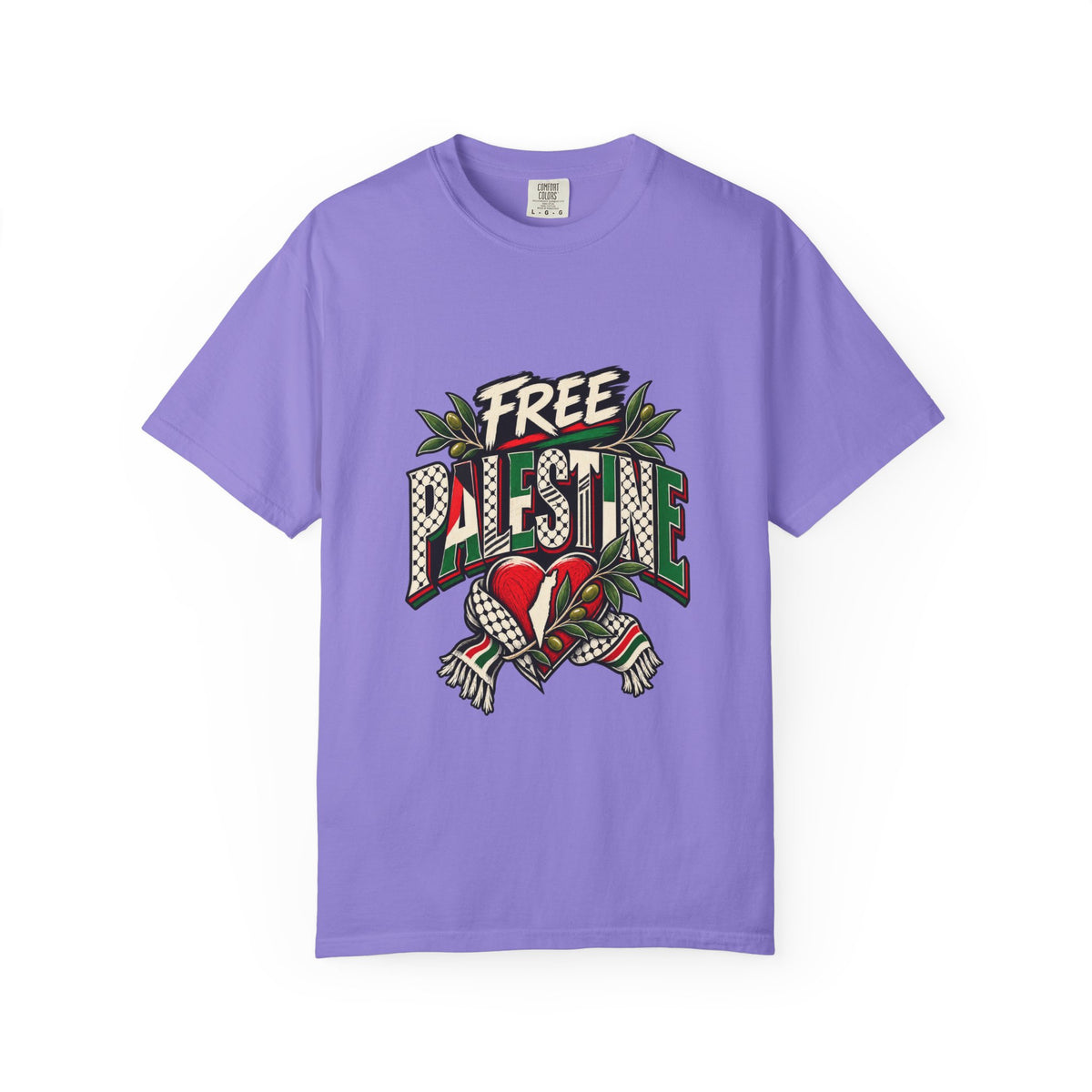 Free Palestine Graphic T-Shirt — Heart & Flag Solidarity Tee