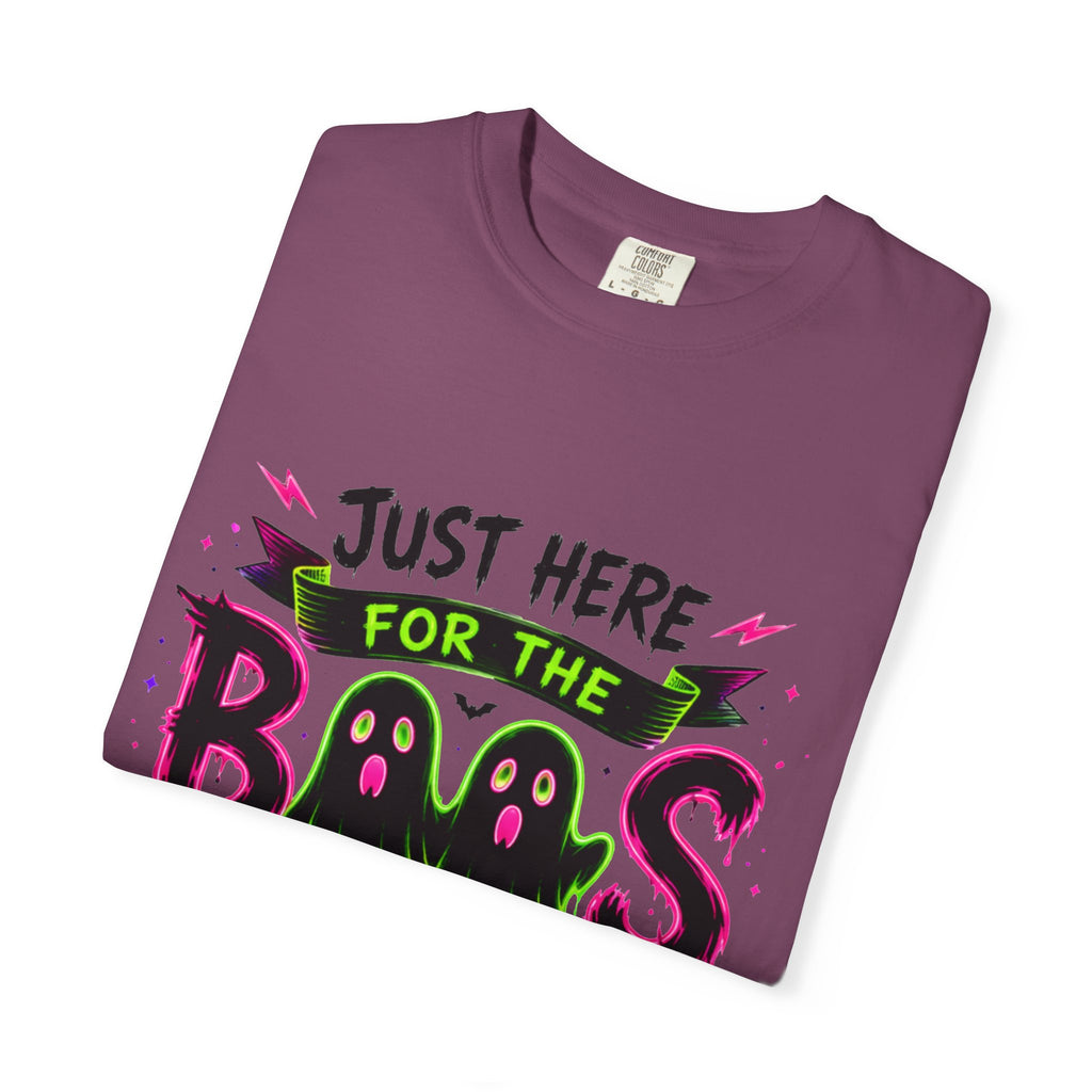 T-Shirt — "Just Here for the Boos" Halloween Ghost Graphic Tee