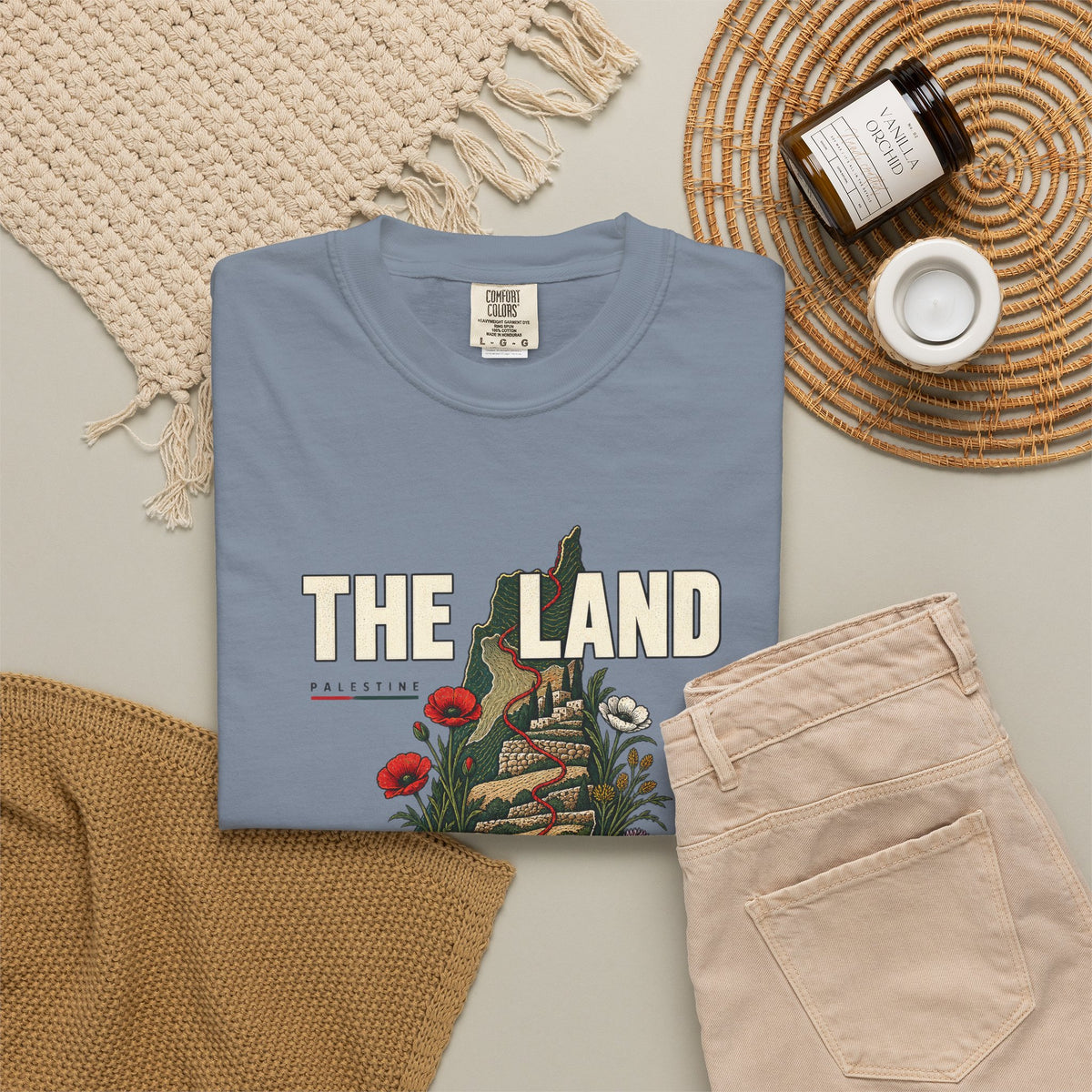 The Land Remembers T-Shirt — Memorial Floral Palestine Map Graphic