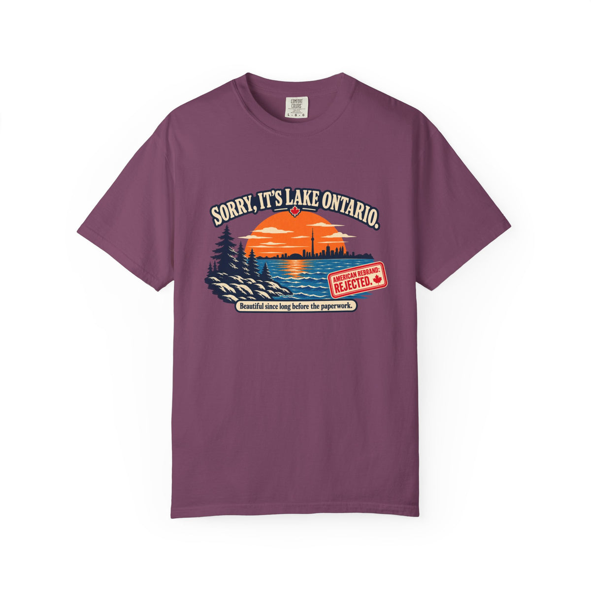 Lake Ontario Sunset T-Shirt — "Sorry, It's Lake Ontario" - Lake America Rejected
