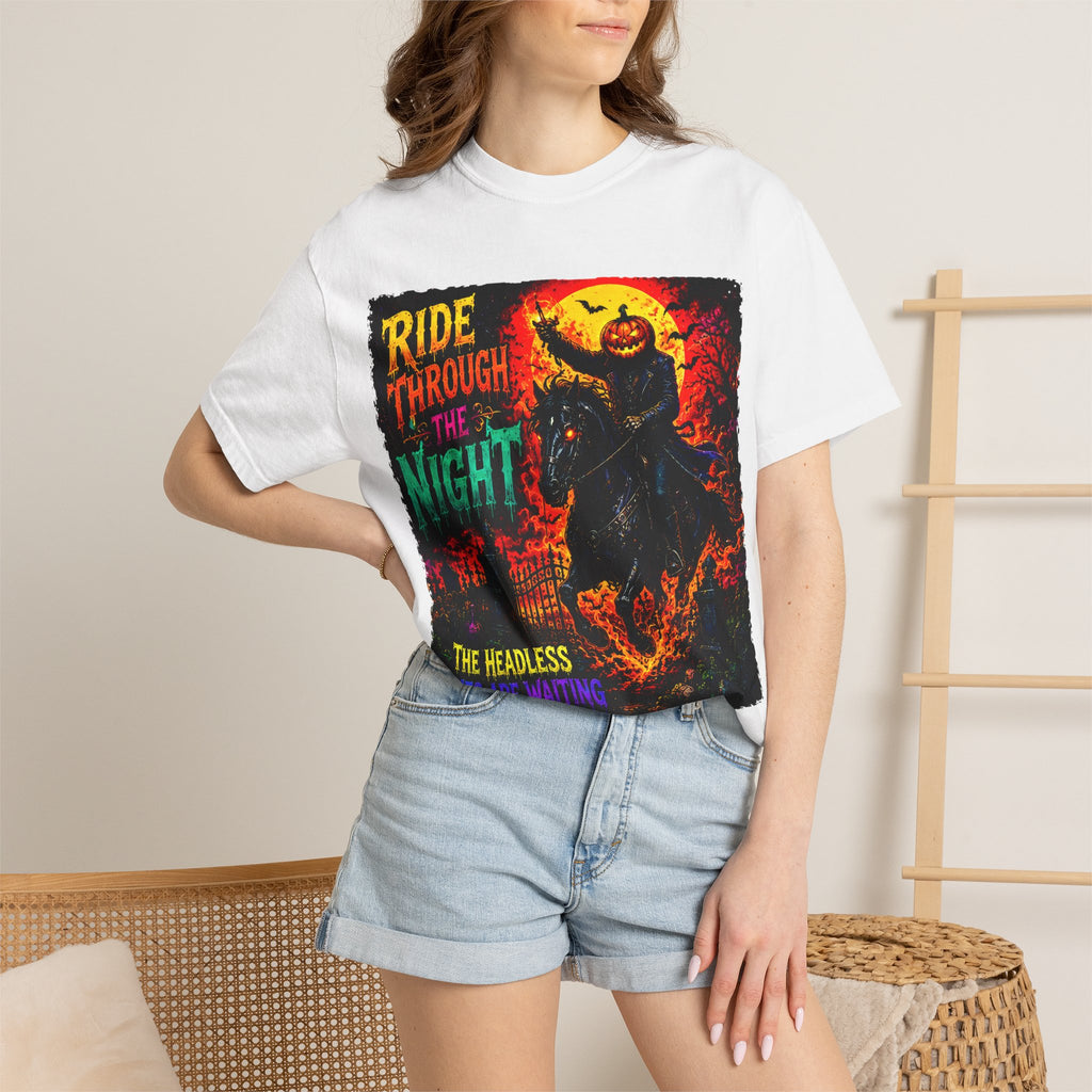 Ride Through the Night Halloween T-Shirt — Headless Horseman Graphic Tee