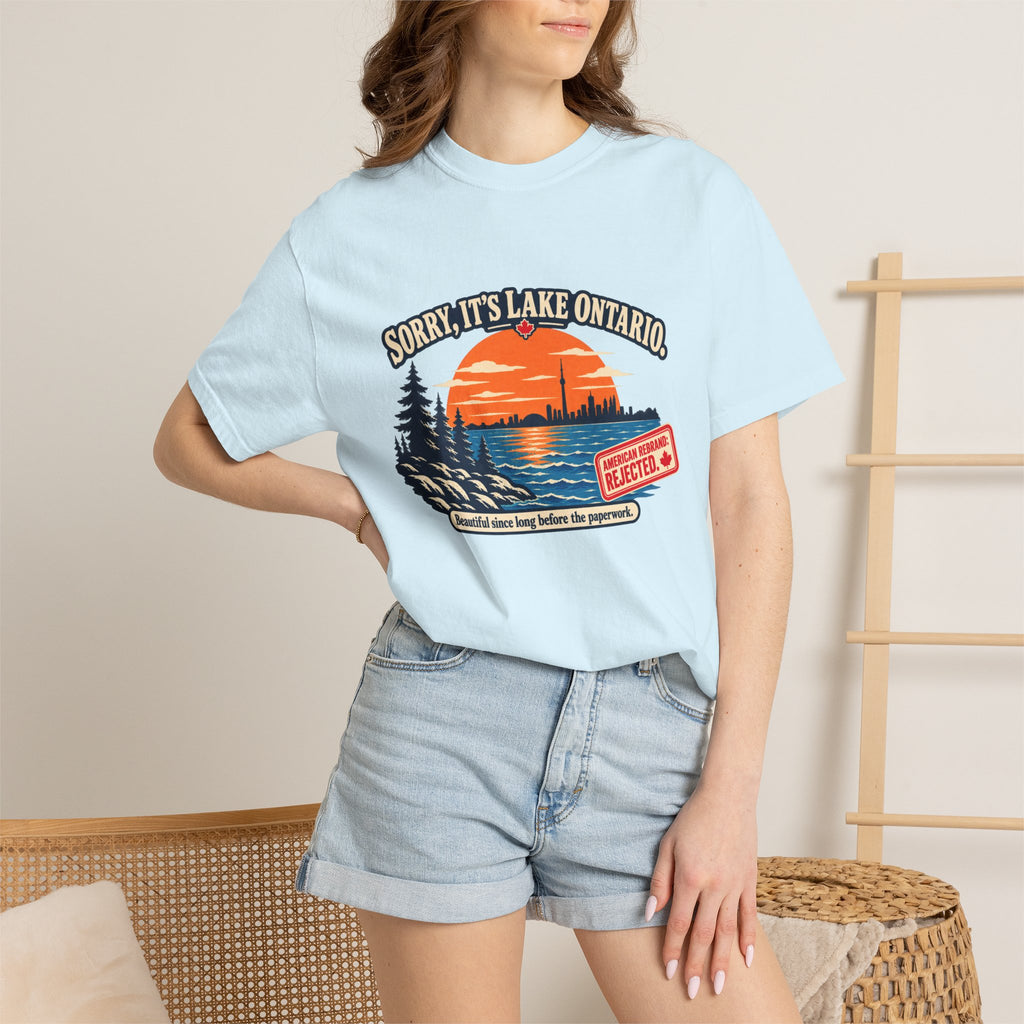 Lake Ontario Sunset T-Shirt — "Sorry, It's Lake Ontario" - Lake America Rejected