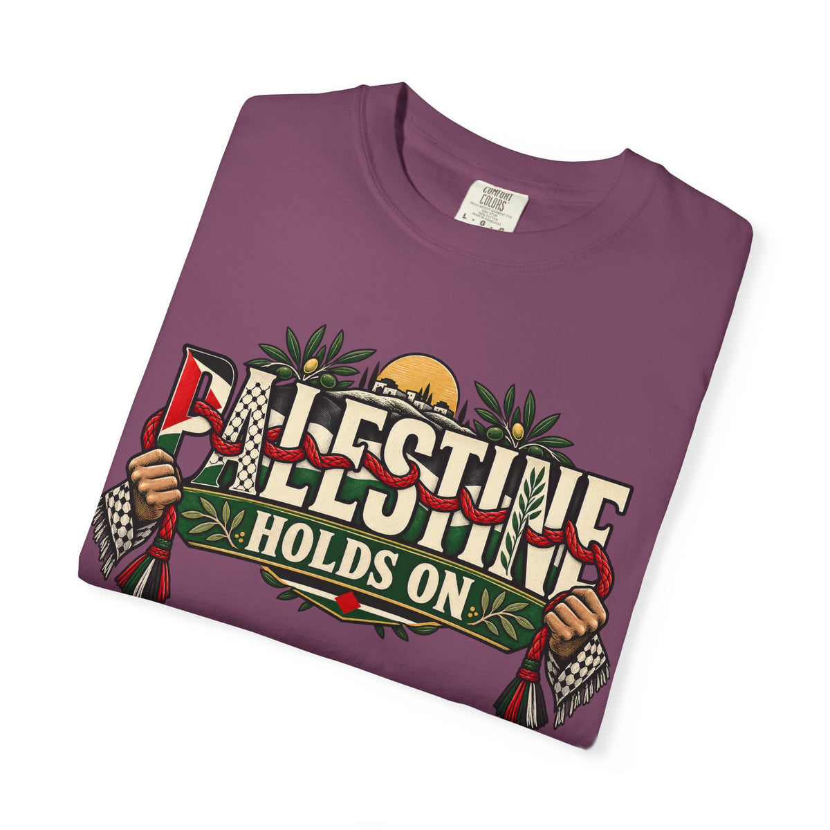 Palestine Holds On T-Shirt — Free Palestine Solidarity Graphic Tee