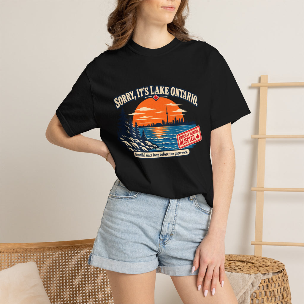 Lake Ontario Sunset T-Shirt — "Sorry, It's Lake Ontario" - Lake America Rejected