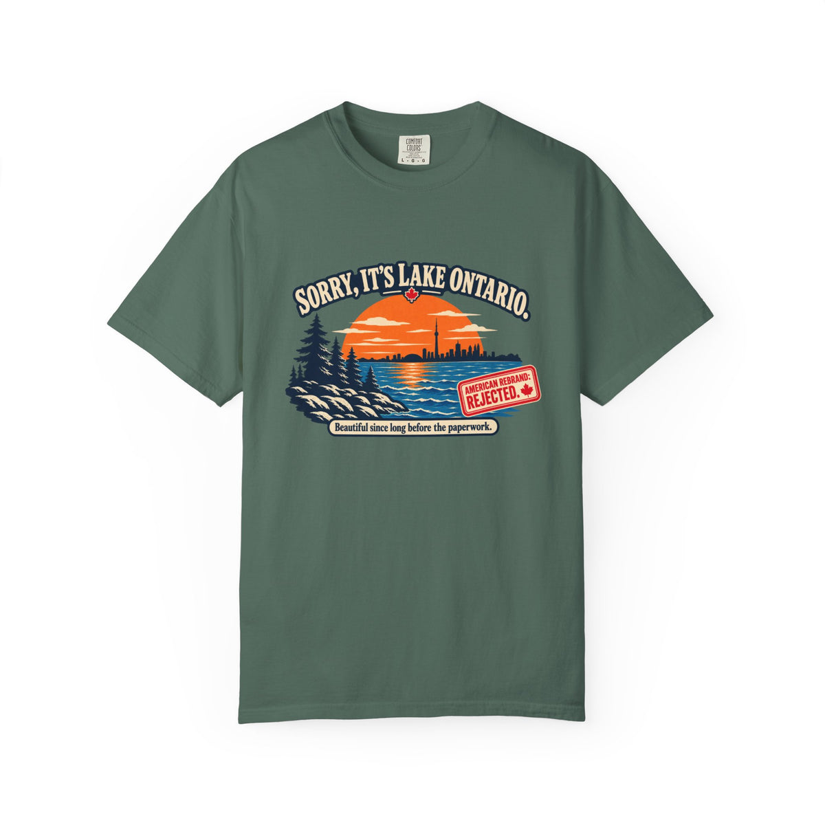 Lake Ontario Sunset T-Shirt — "Sorry, It's Lake Ontario" - Lake America Rejected