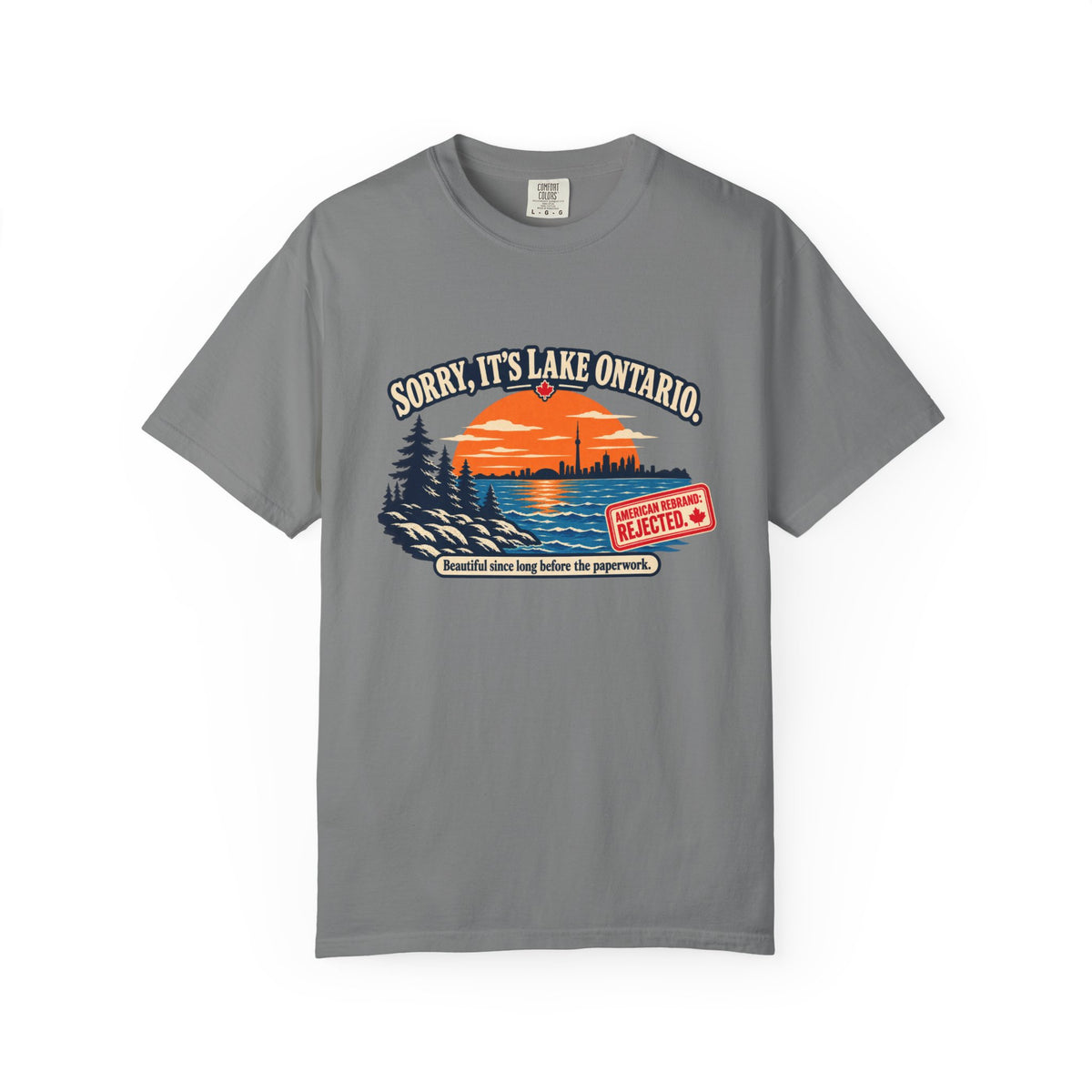 Lake Ontario Sunset T-Shirt — "Sorry, It's Lake Ontario" - Lake America Rejected
