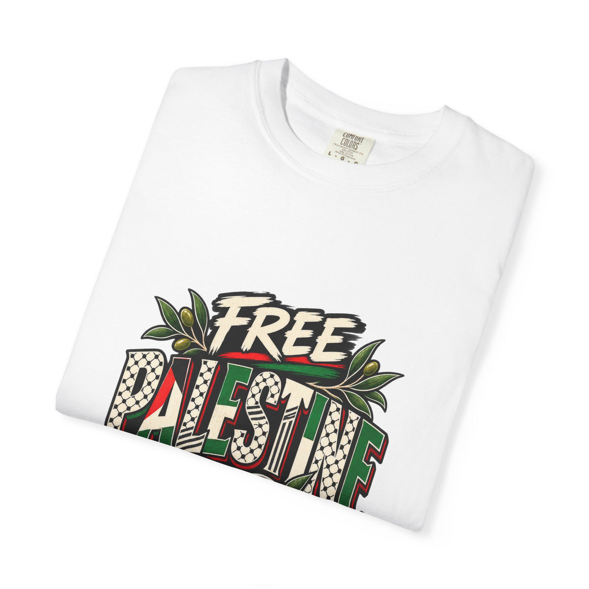 Free Palestine Graphic T-Shirt — Heart & Flag Solidarity Tee
