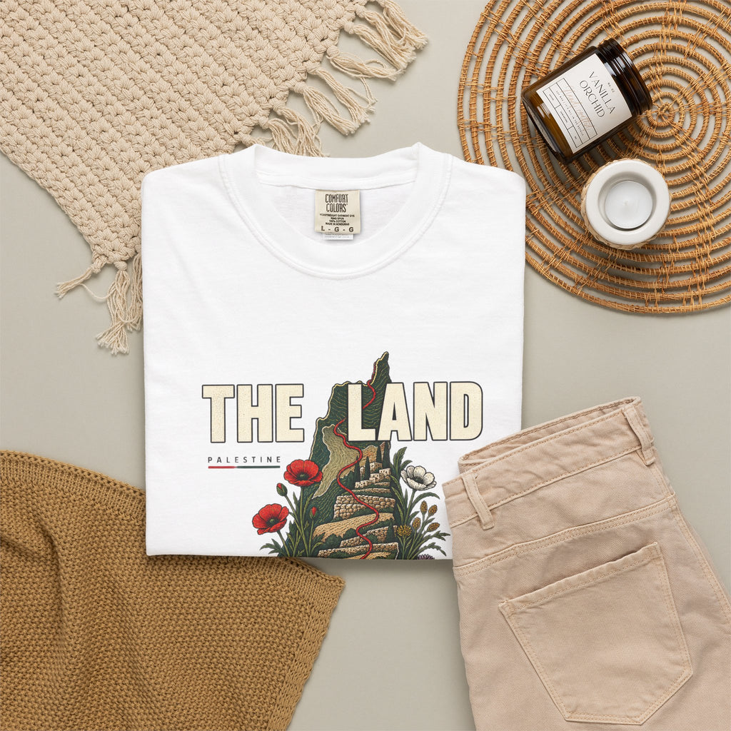 The Land Remembers T-Shirt — Memorial Floral Palestine Map Graphic