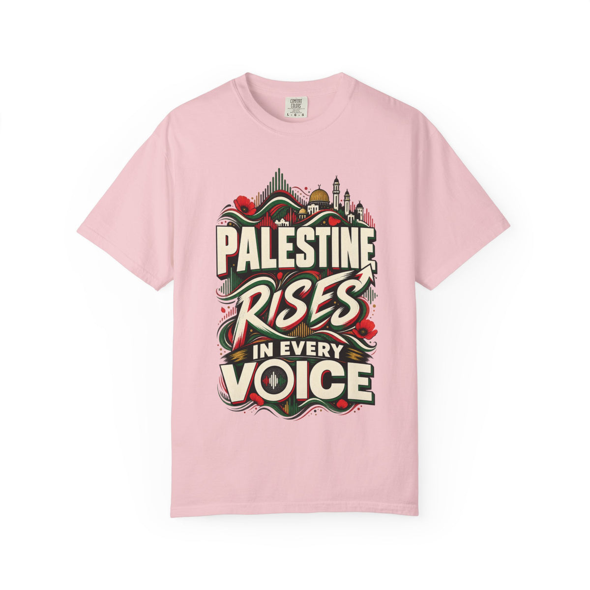 Palestine Rises Graphic T-Shirt — "Palestine Rises in Every Voice" Tee