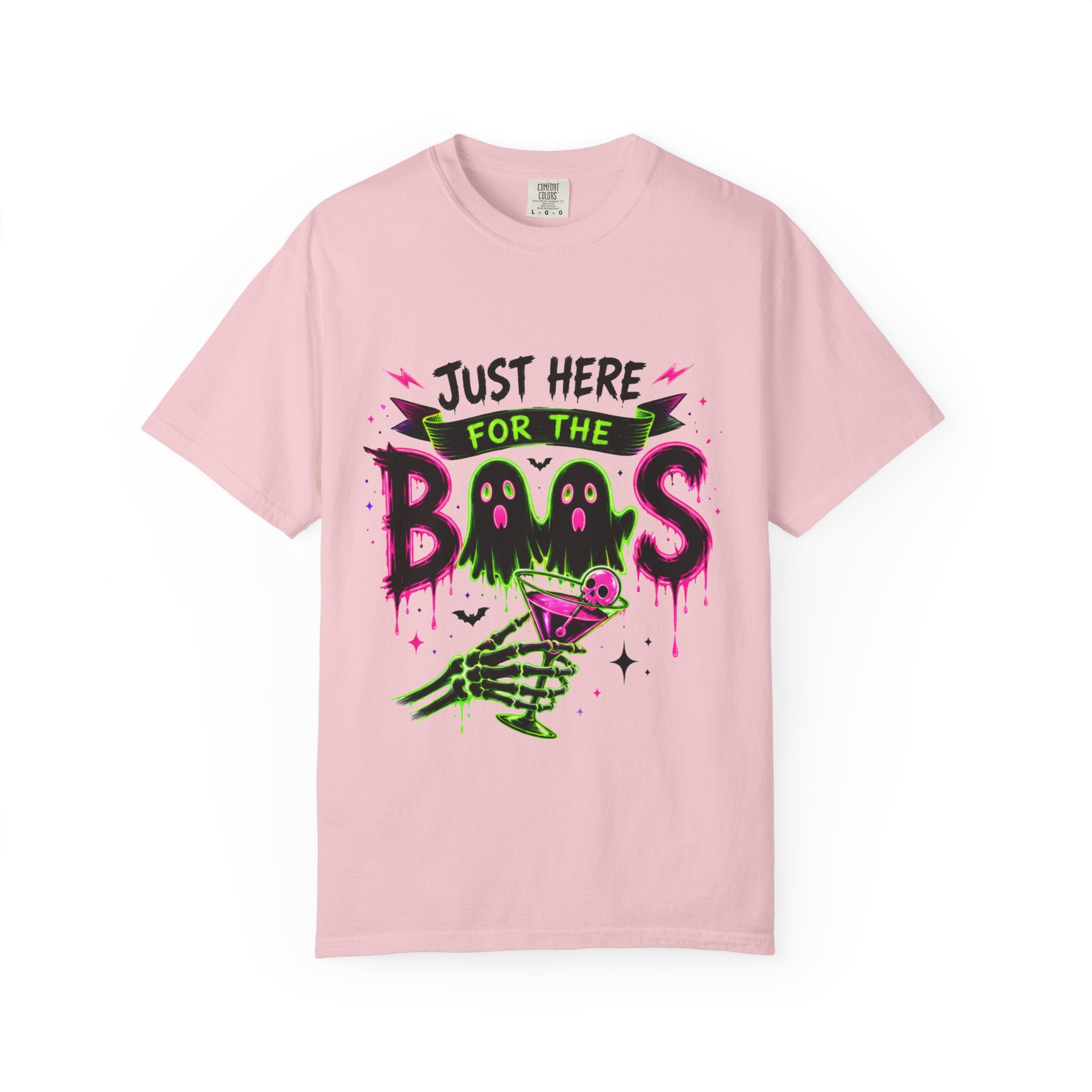 T-Shirt — "Just Here for the Boos" Halloween Ghost Graphic Tee