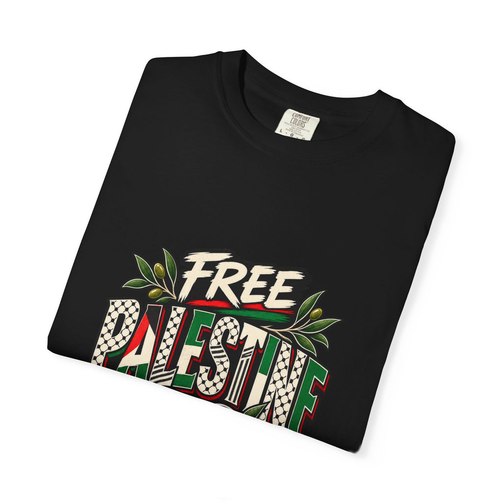 Free Palestine Graphic T-Shirt — Heart & Flag Solidarity Tee