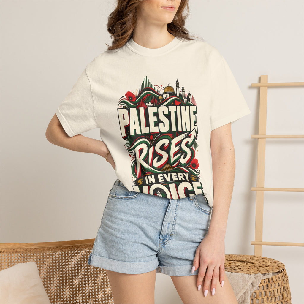 Palestine Rises Graphic T-Shirt — "Palestine Rises in Every Voice" Tee