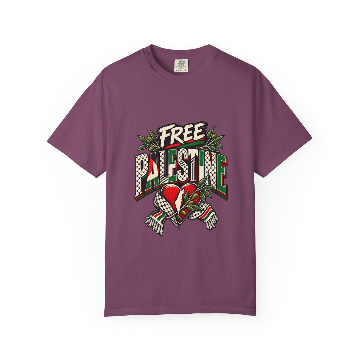 Free Palestine Graphic T-Shirt — Heart & Flag Solidarity Tee