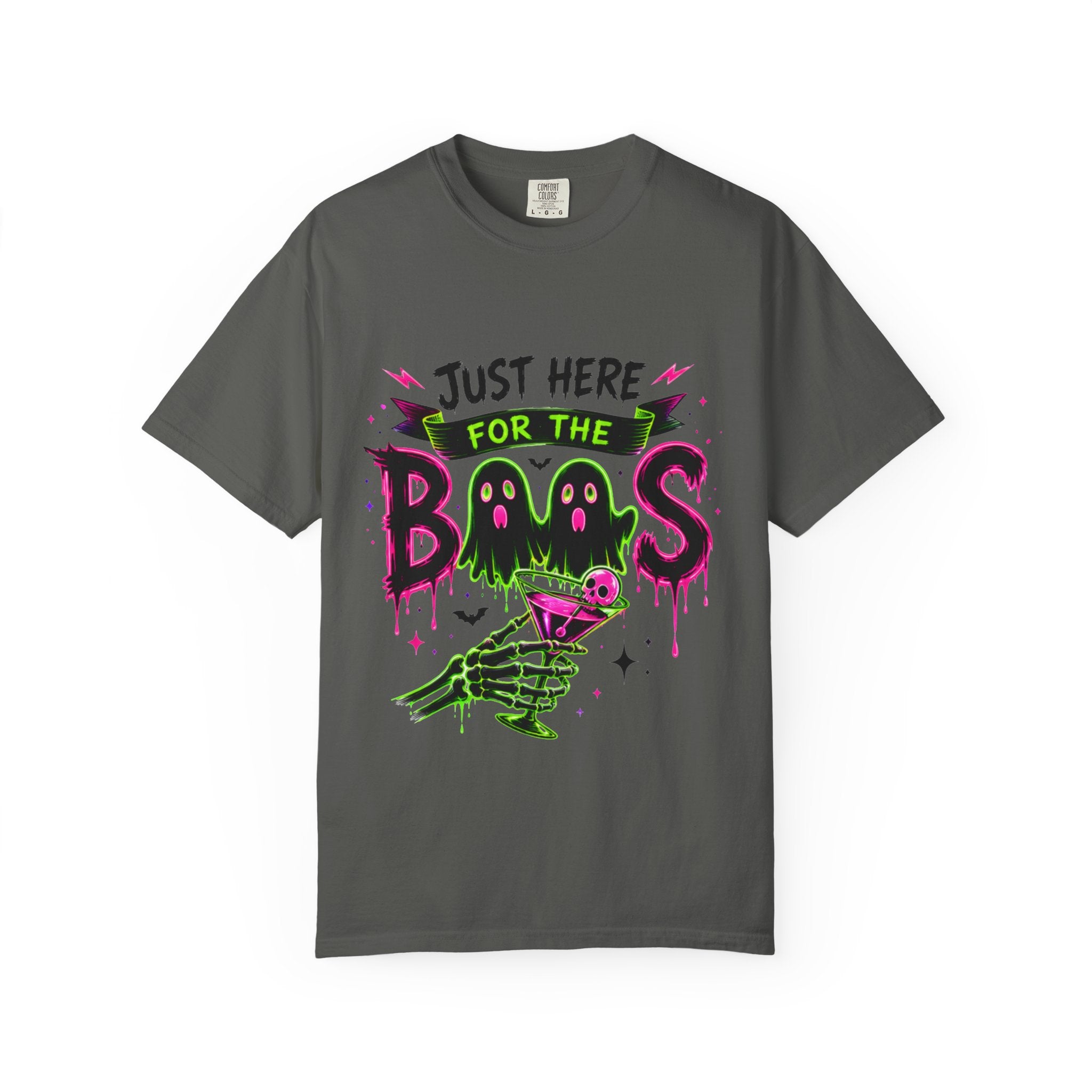 T-Shirt — "Just Here for the Boos" Halloween Ghost Graphic Tee