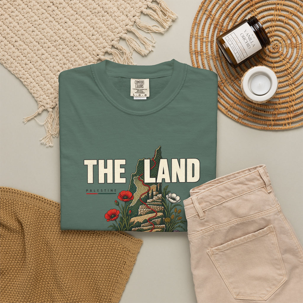 The Land Remembers T-Shirt — Memorial Floral Palestine Map Graphic