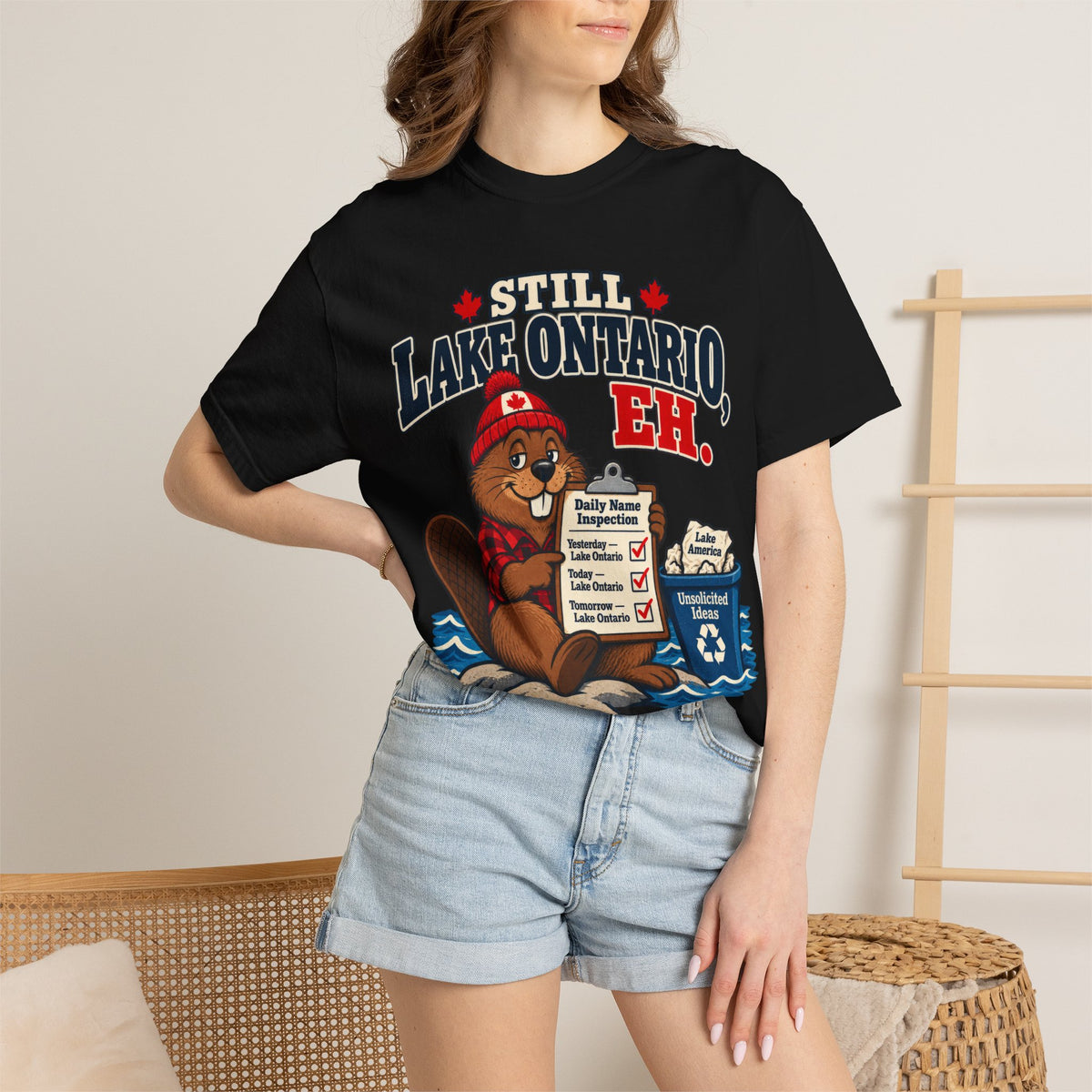 Still Lake Ontario, Eh T-Shirt — Cute Canadian Beaver Graphic Tee