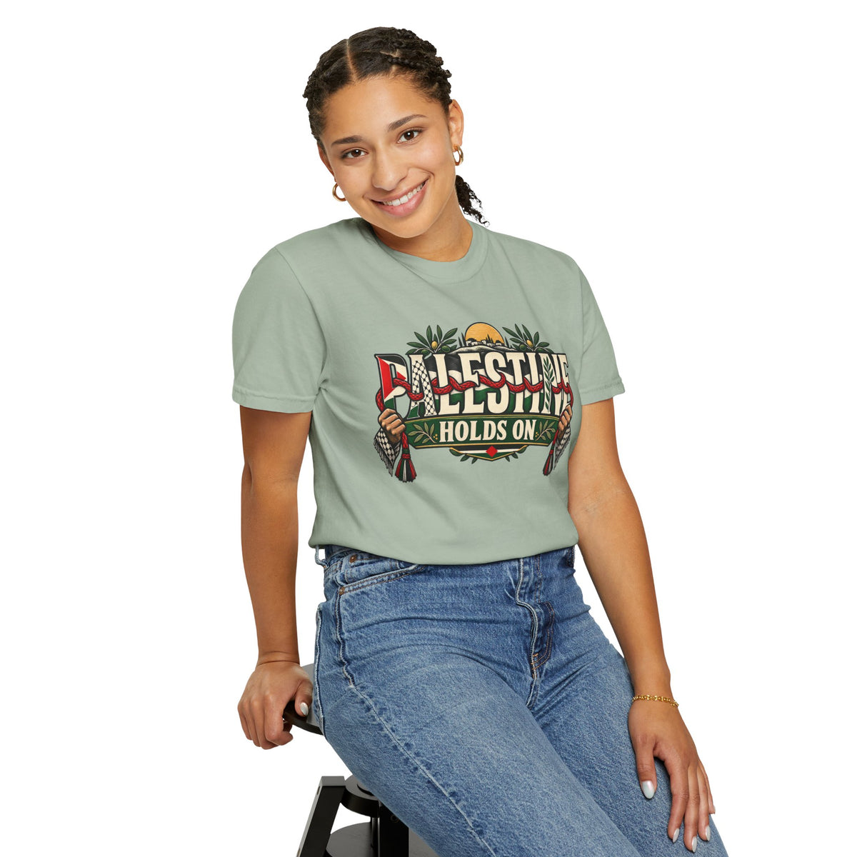 Palestine Holds On T-Shirt — Free Palestine Solidarity Graphic Tee