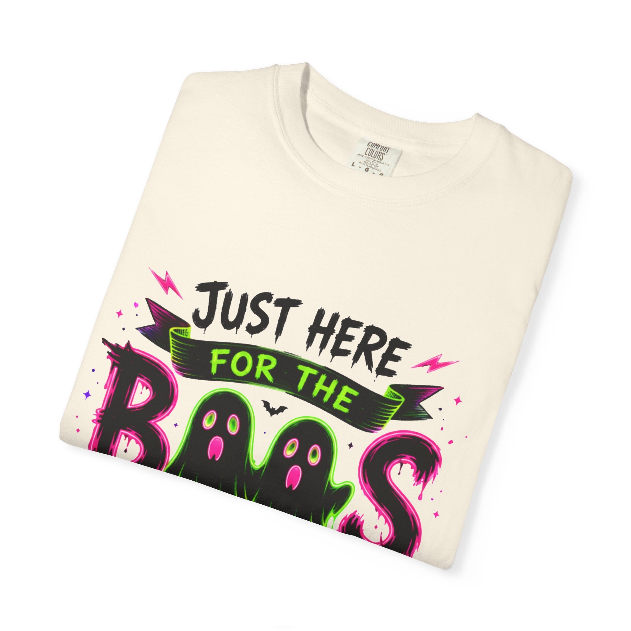 T-Shirt — "Just Here for the Boos" Halloween Ghost Graphic Tee