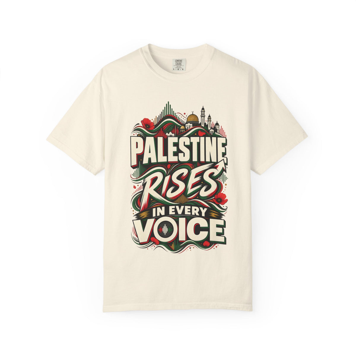 Palestine Rises Graphic T-Shirt — "Palestine Rises in Every Voice" Tee