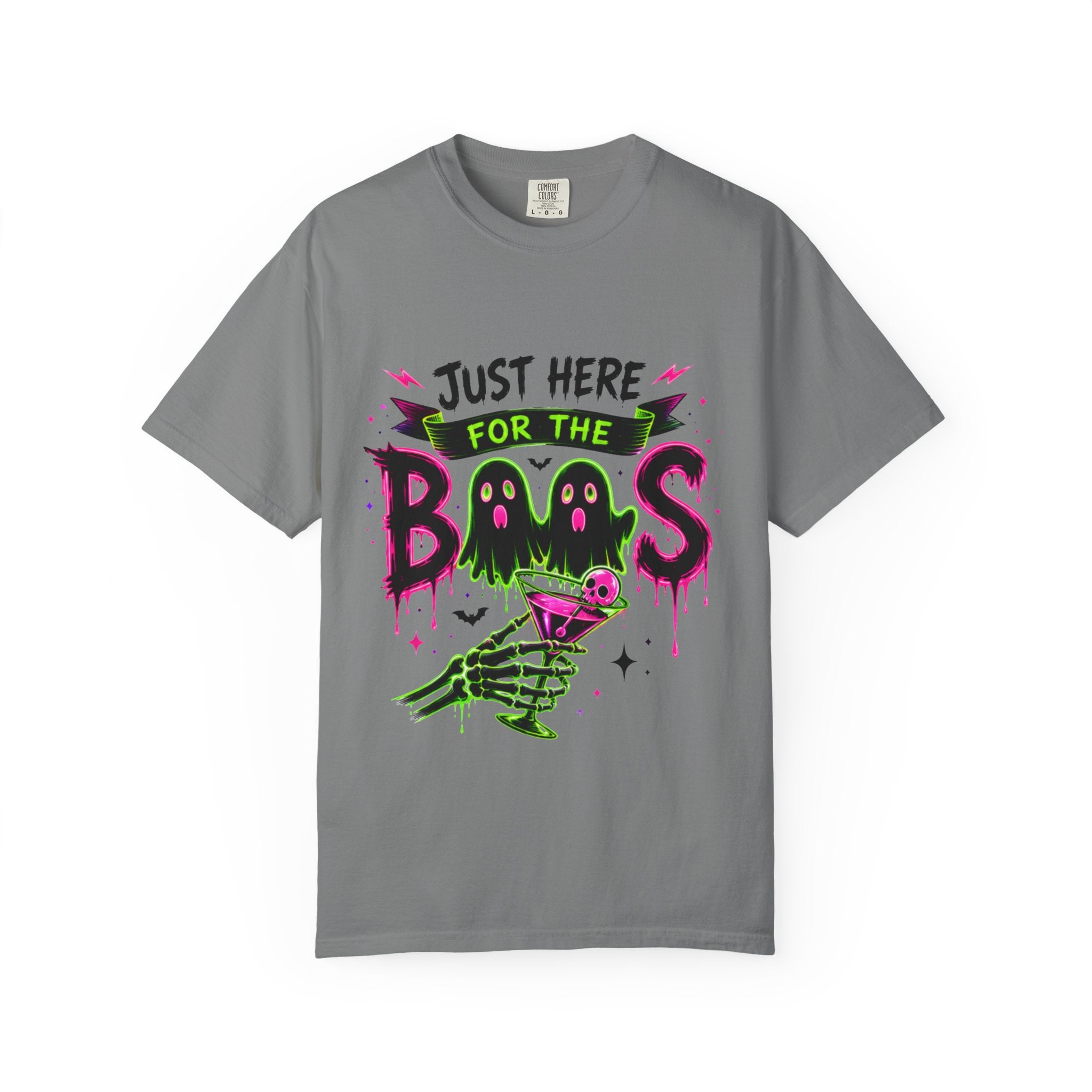 T-Shirt — "Just Here for the Boos" Halloween Ghost Graphic Tee