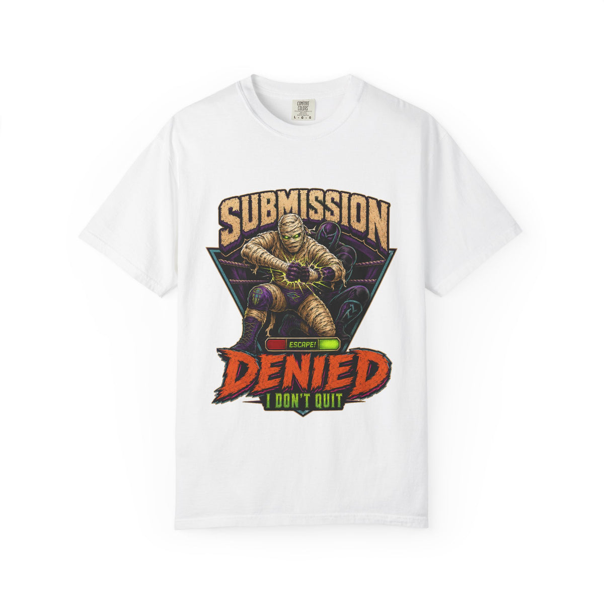 T-shirt « Submission Denied I Don't Quit » — T-shirt graphique de lutte pour Halloween