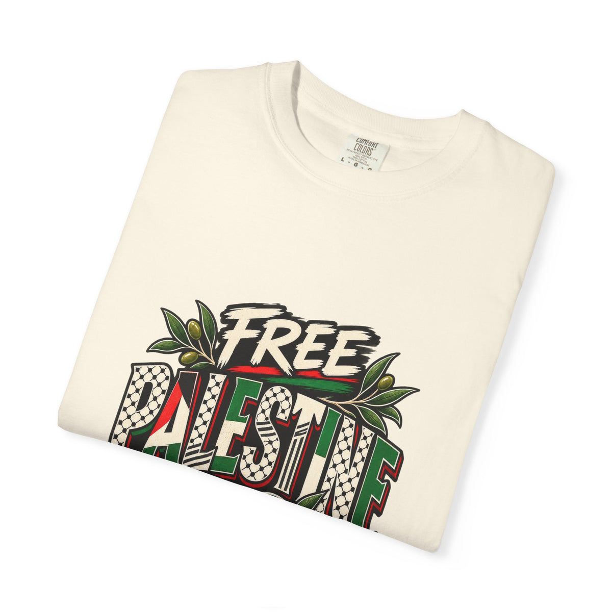 Free Palestine Graphic T-Shirt — Heart & Flag Solidarity Tee