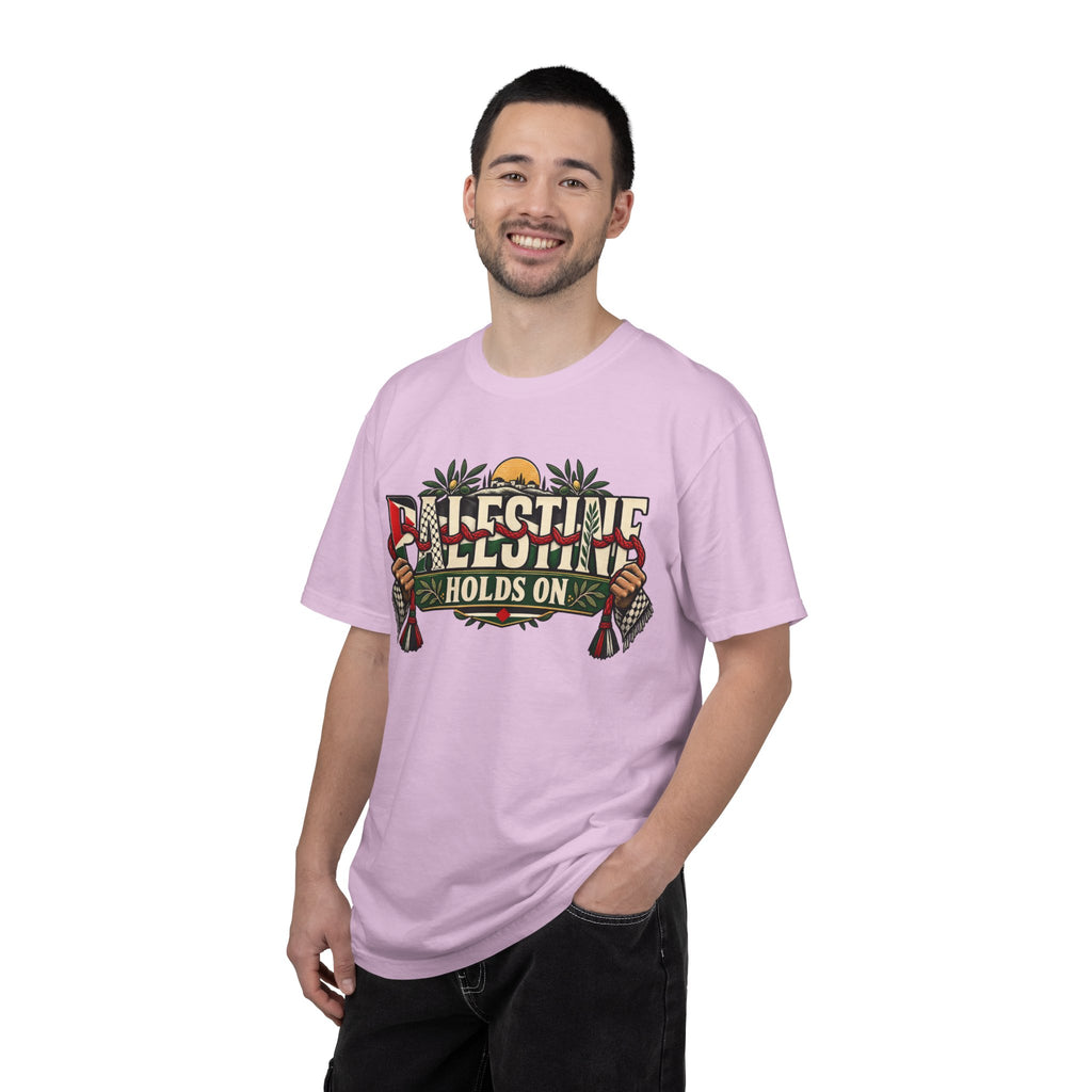 Palestine Holds On T-Shirt — Free Palestine Solidarity Graphic Tee