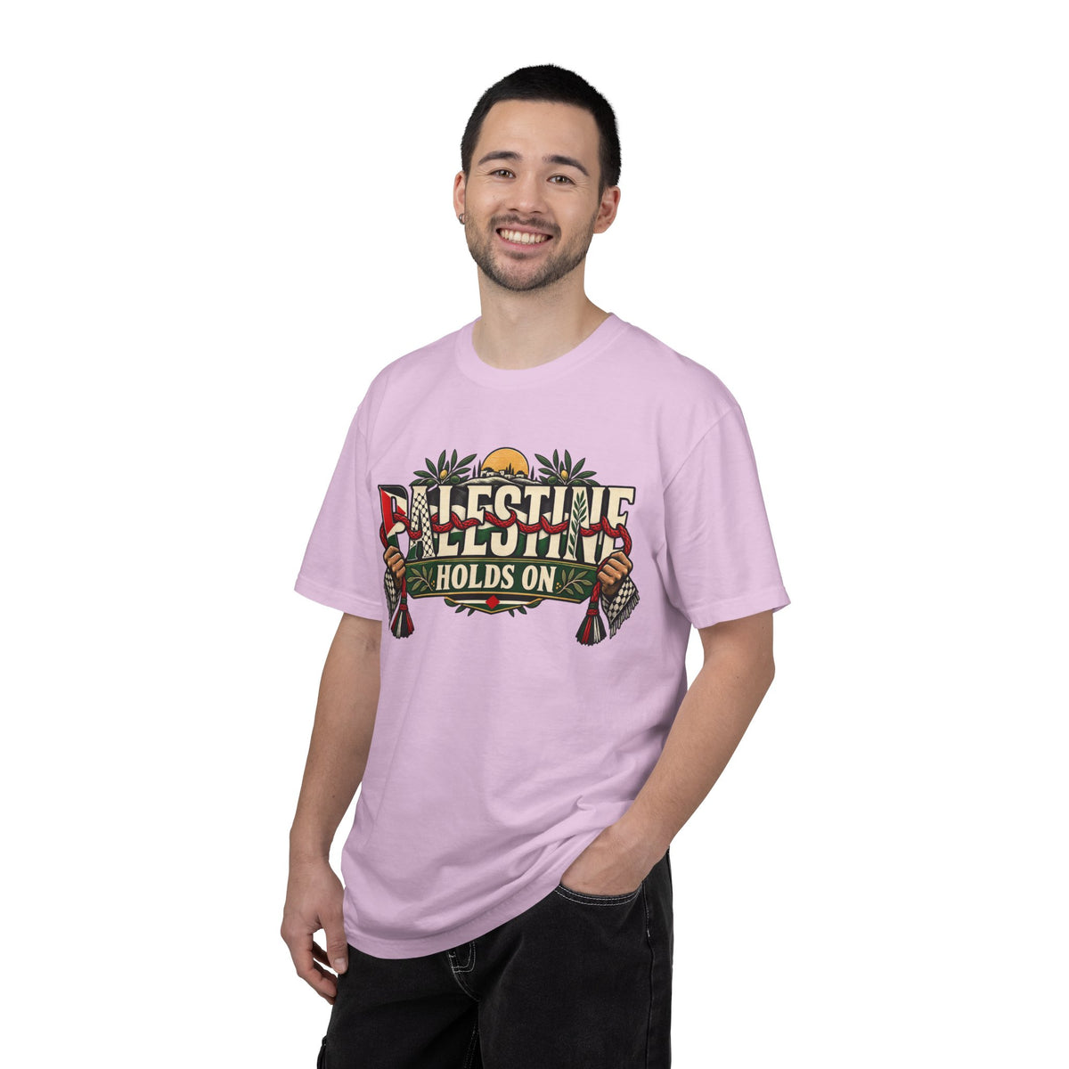 Palestine Holds On T-Shirt — Free Palestine Solidarity Graphic Tee