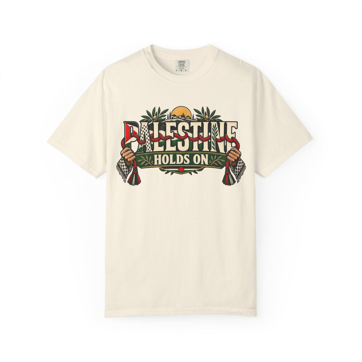 Palestine Holds On T-Shirt — Free Palestine Solidarity Graphic Tee