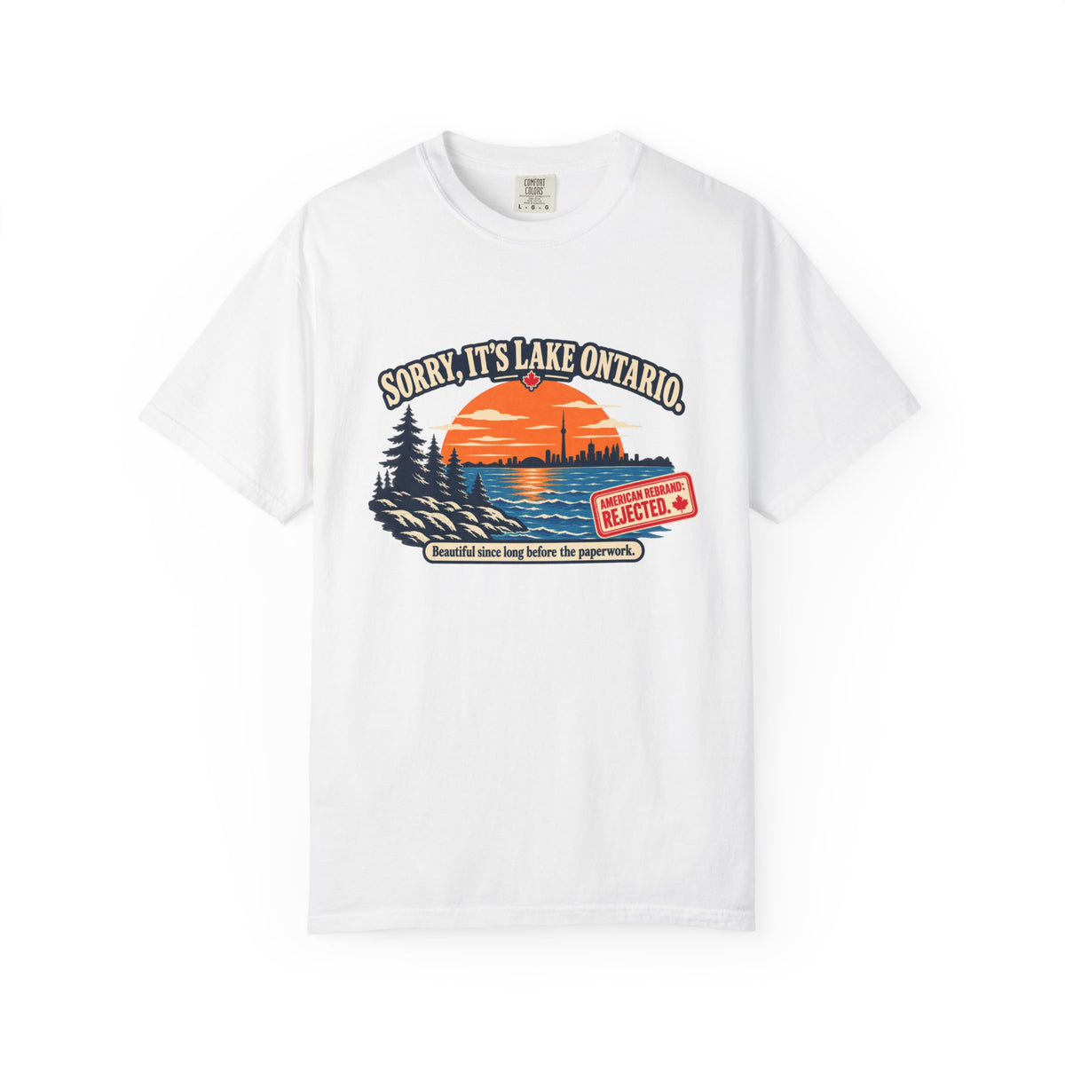Lake Ontario Sunset T-Shirt — "Sorry, It's Lake Ontario" - Lake America Rejected
