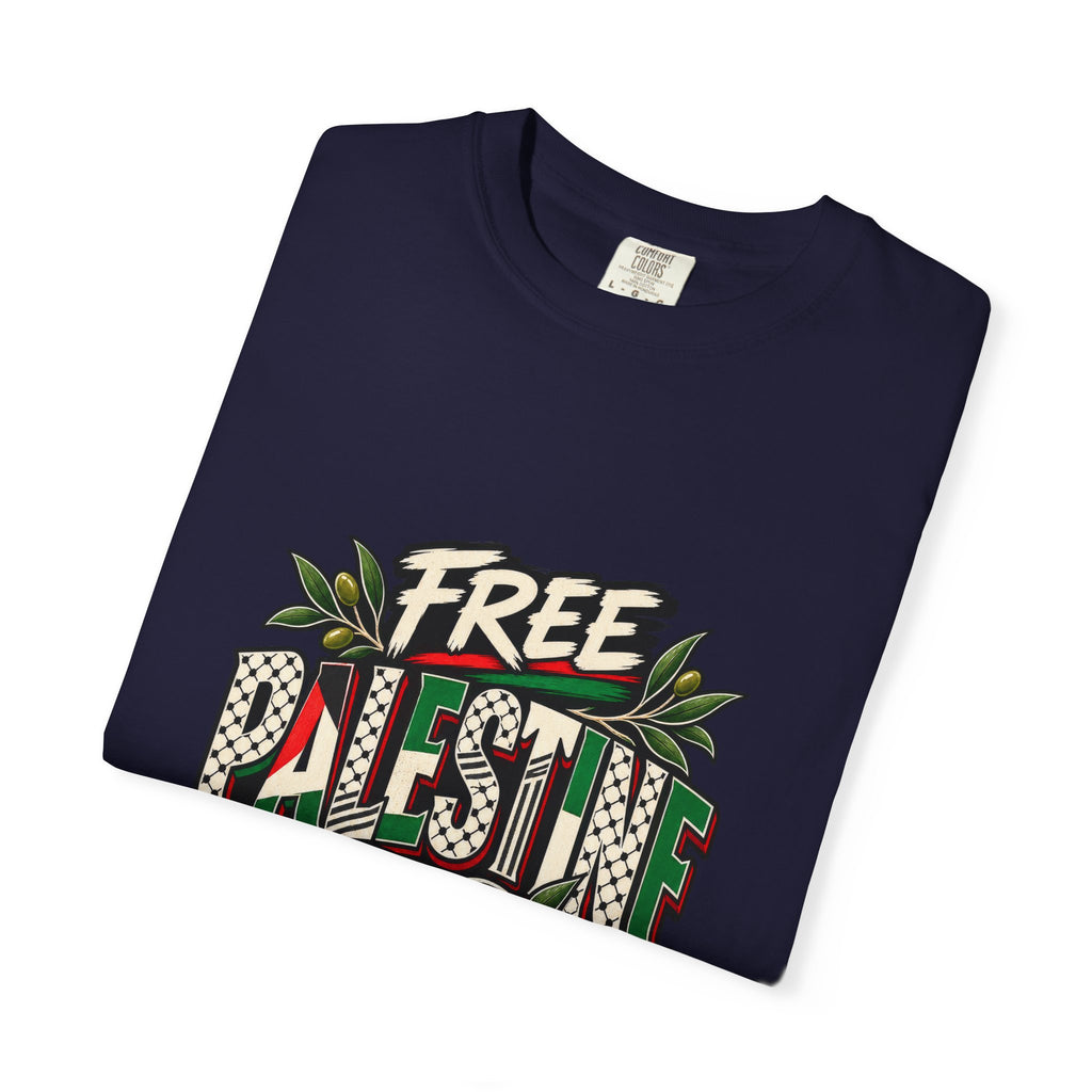 Free Palestine Graphic T-Shirt — Heart & Flag Solidarity Tee