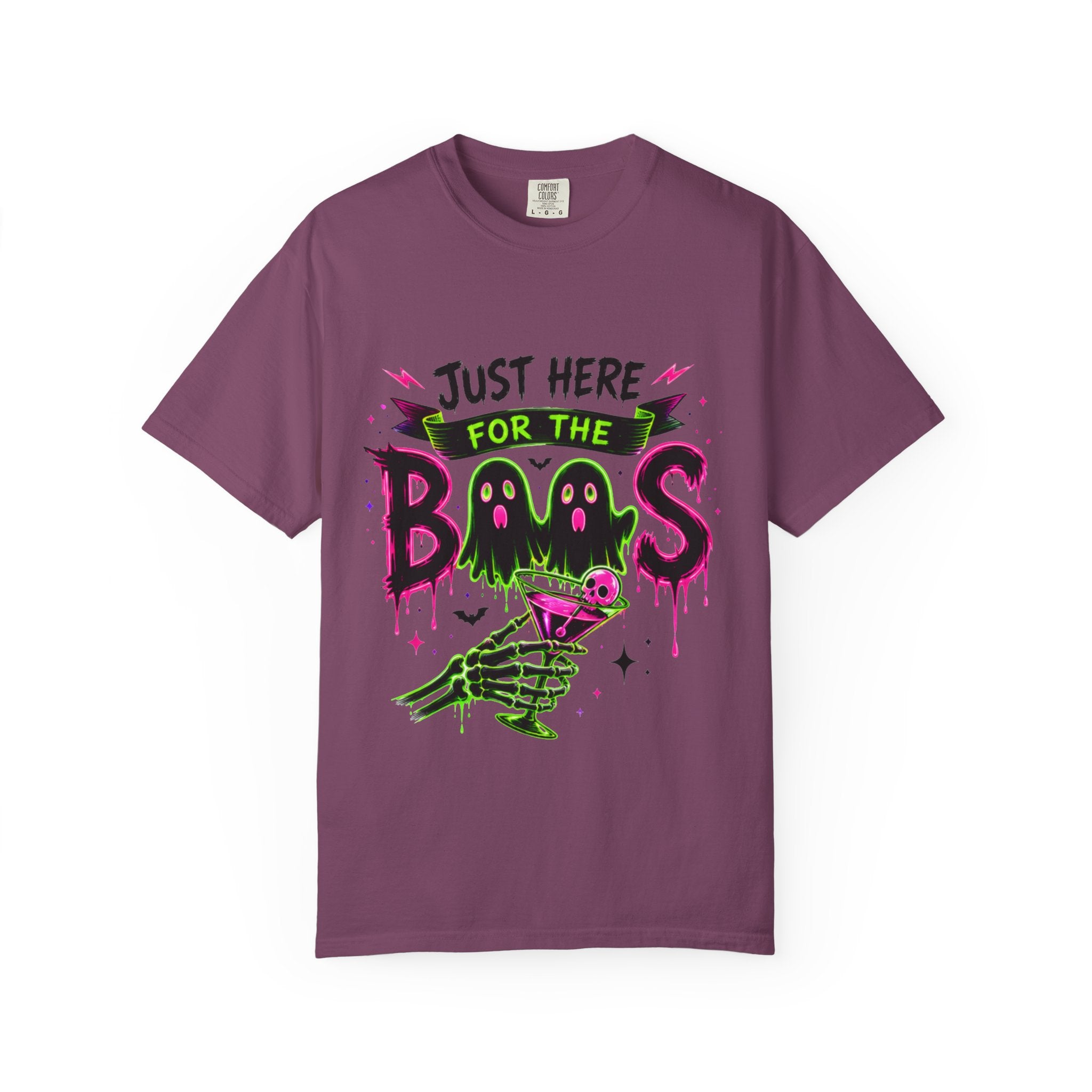 T-Shirt — "Just Here for the Boos" Halloween Ghost Graphic Tee