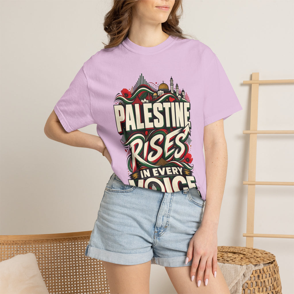 Palestine Rises Graphic T-Shirt — "Palestine Rises in Every Voice" Tee
