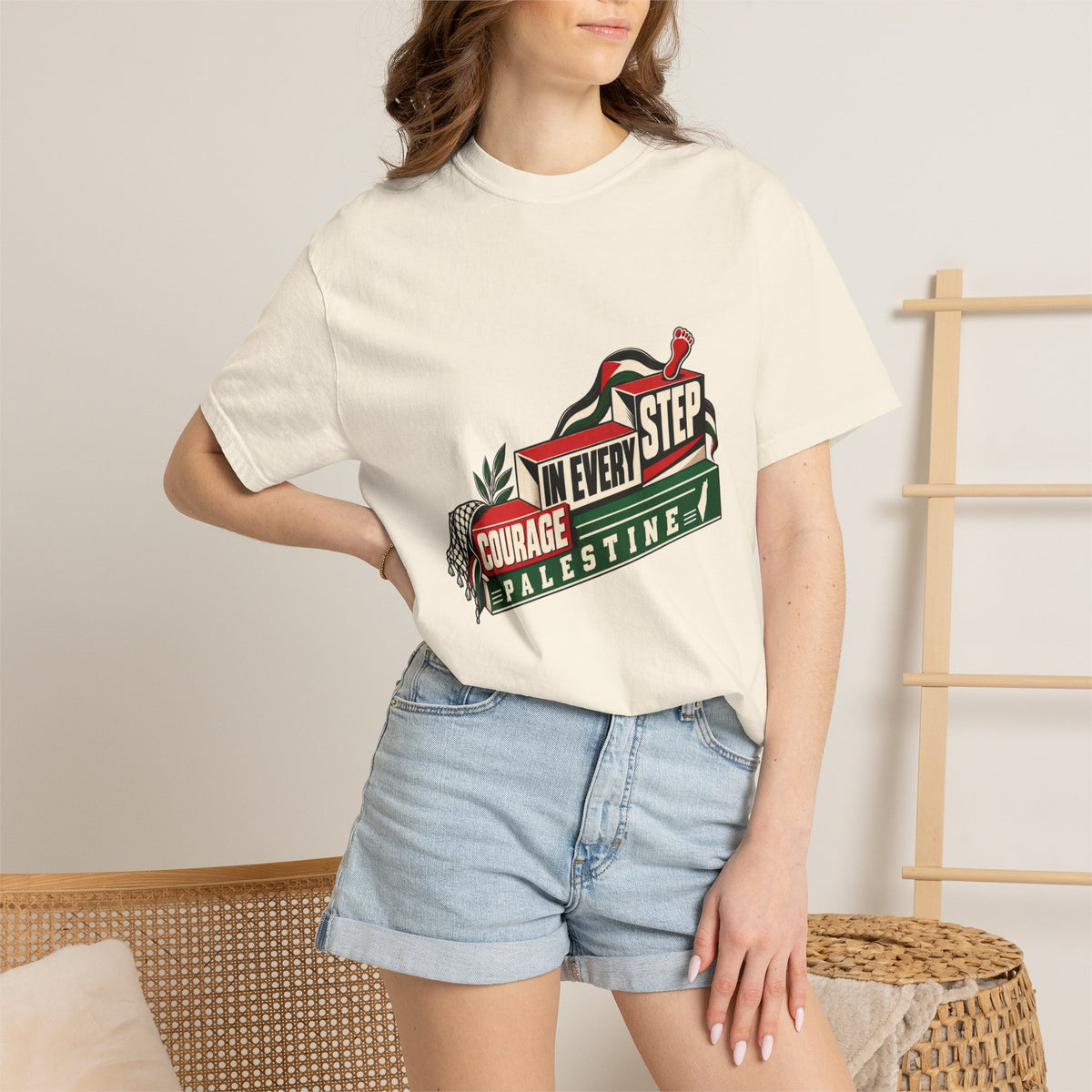 Palestine "Courage In Every Step" Graphic T-Shirt