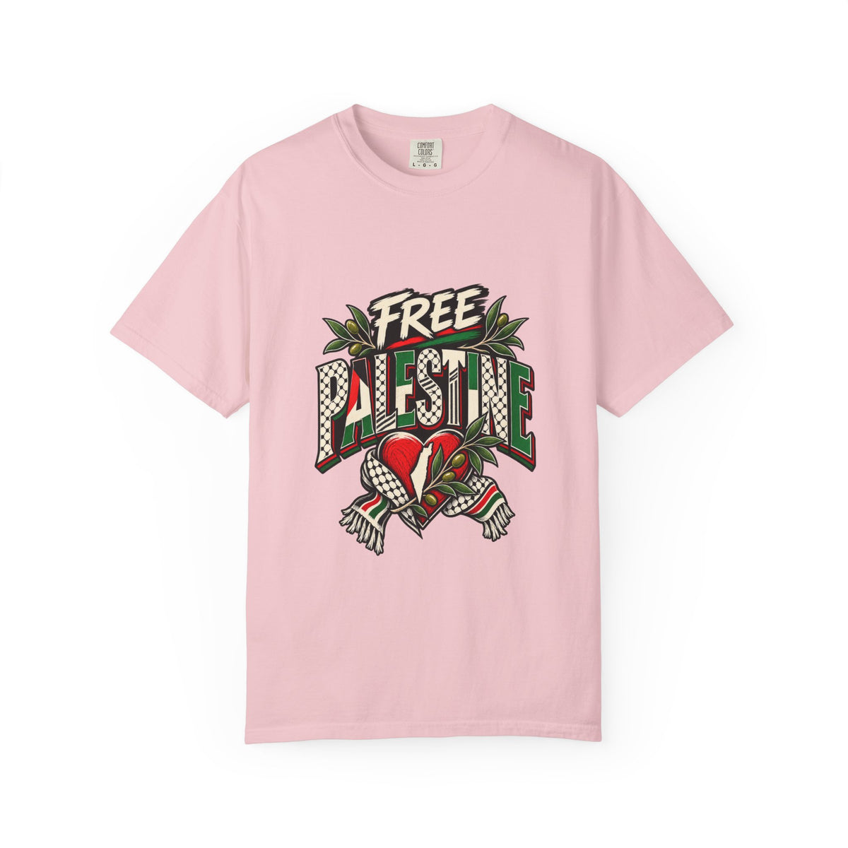 Free Palestine Graphic T-Shirt — Heart & Flag Solidarity Tee