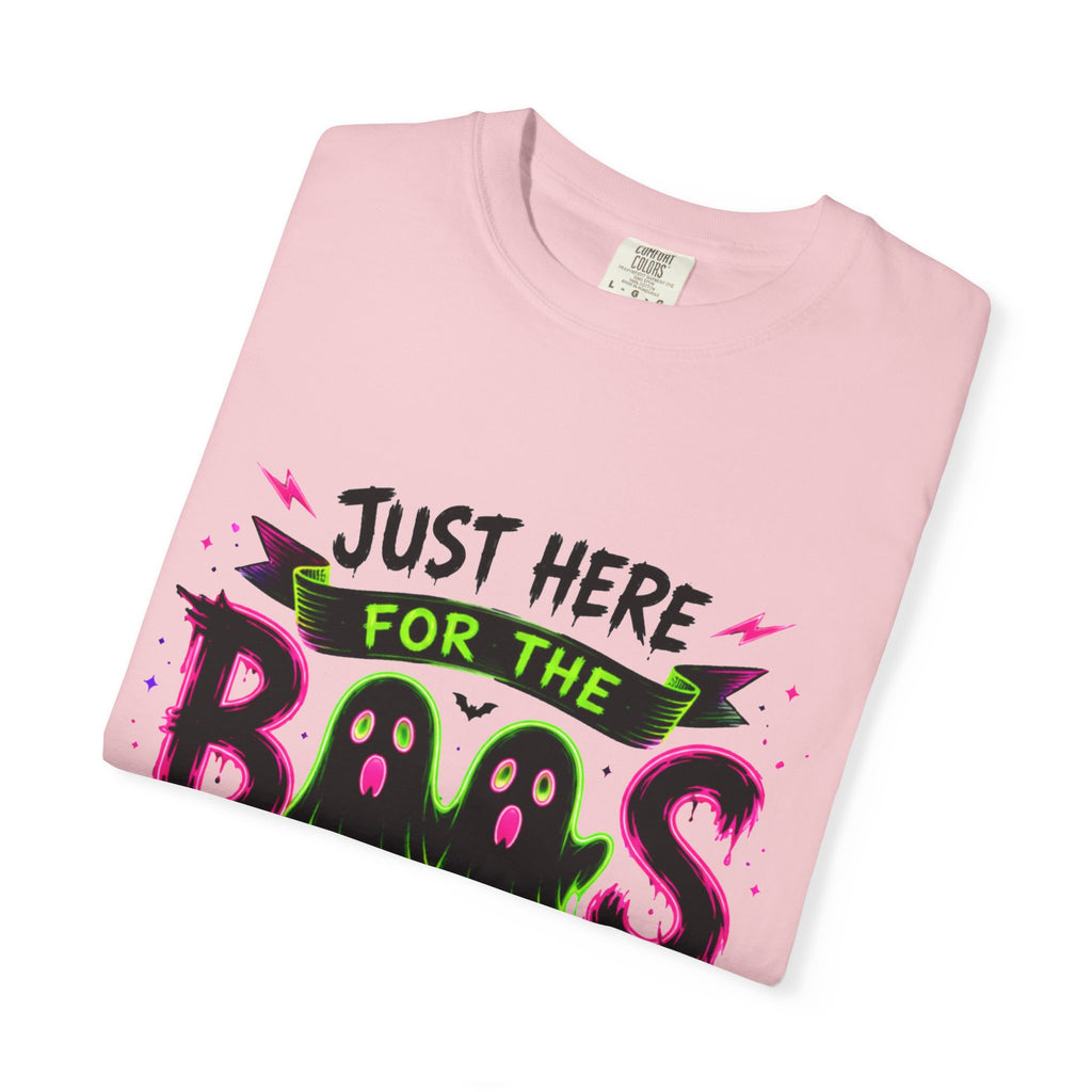 T-Shirt — "Just Here for the Boos" Halloween Ghost Graphic Tee