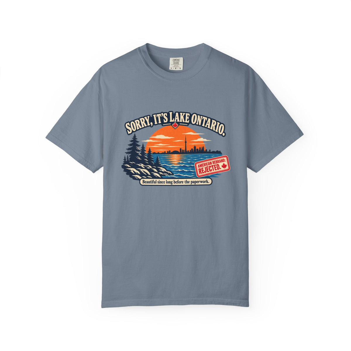 Lake Ontario Sunset T-Shirt — "Sorry, It's Lake Ontario" - Lake America Rejected