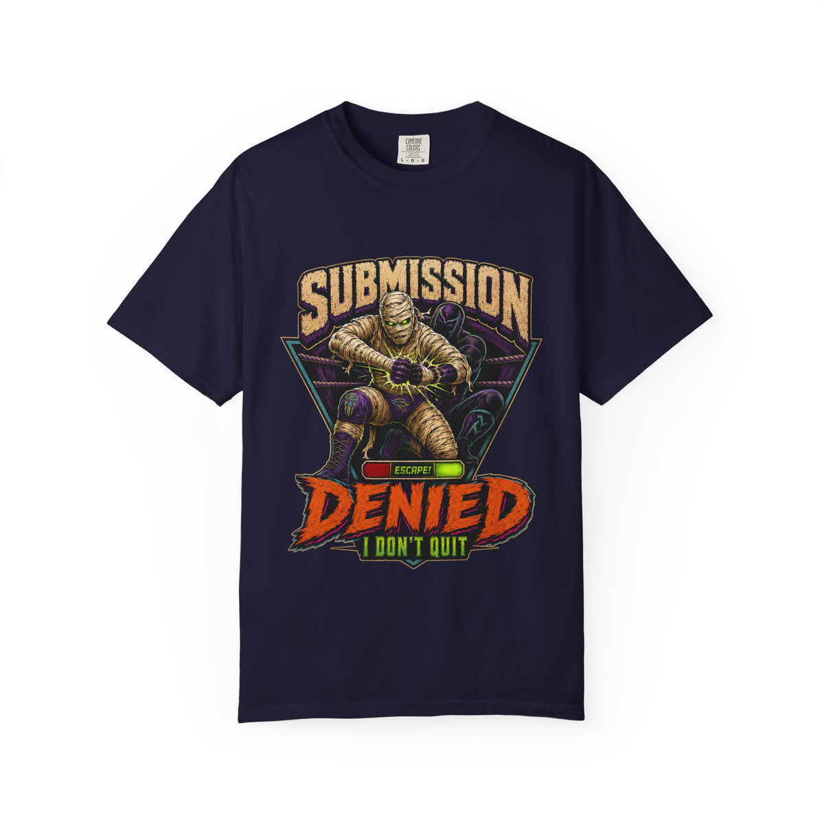 T-shirt « Submission Denied I Don't Quit » — T-shirt graphique de lutte pour Halloween