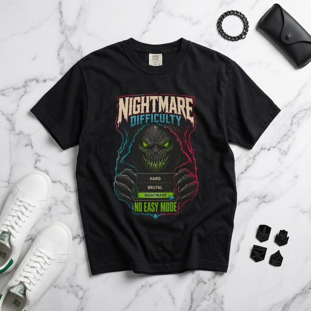 T-shirt difficulté cauchemardesque — T-shirt graphique « Pas de mode facile »