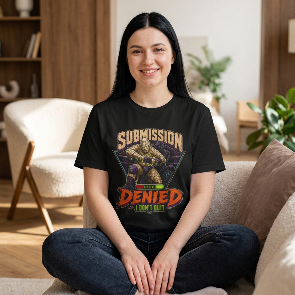 T-shirt « Submission Denied I Don't Quit » — T-shirt graphique de lutte pour Halloween