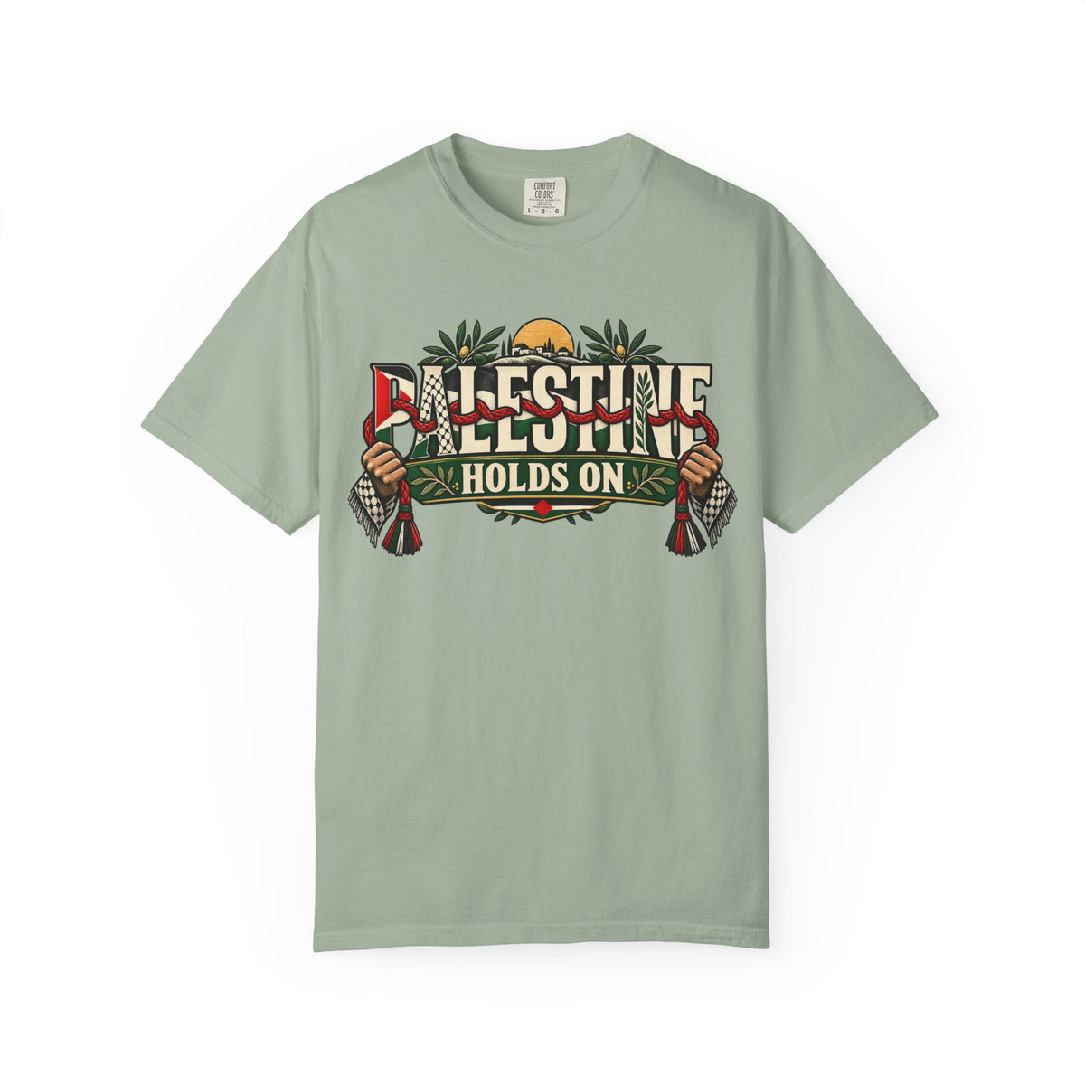 Palestine Holds On T-Shirt — Free Palestine Solidarity Graphic Tee