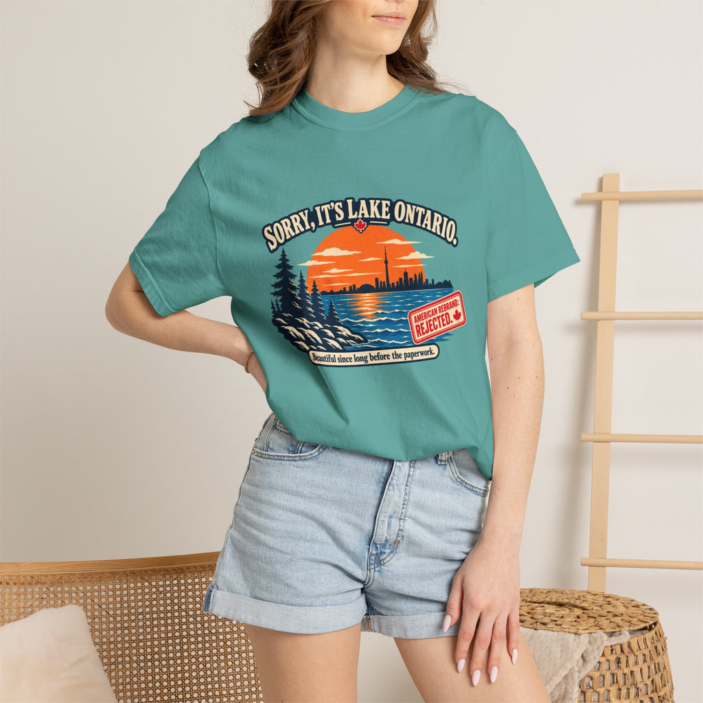 Lake Ontario Sunset T-Shirt — "Sorry, It's Lake Ontario" - Lake America Rejected