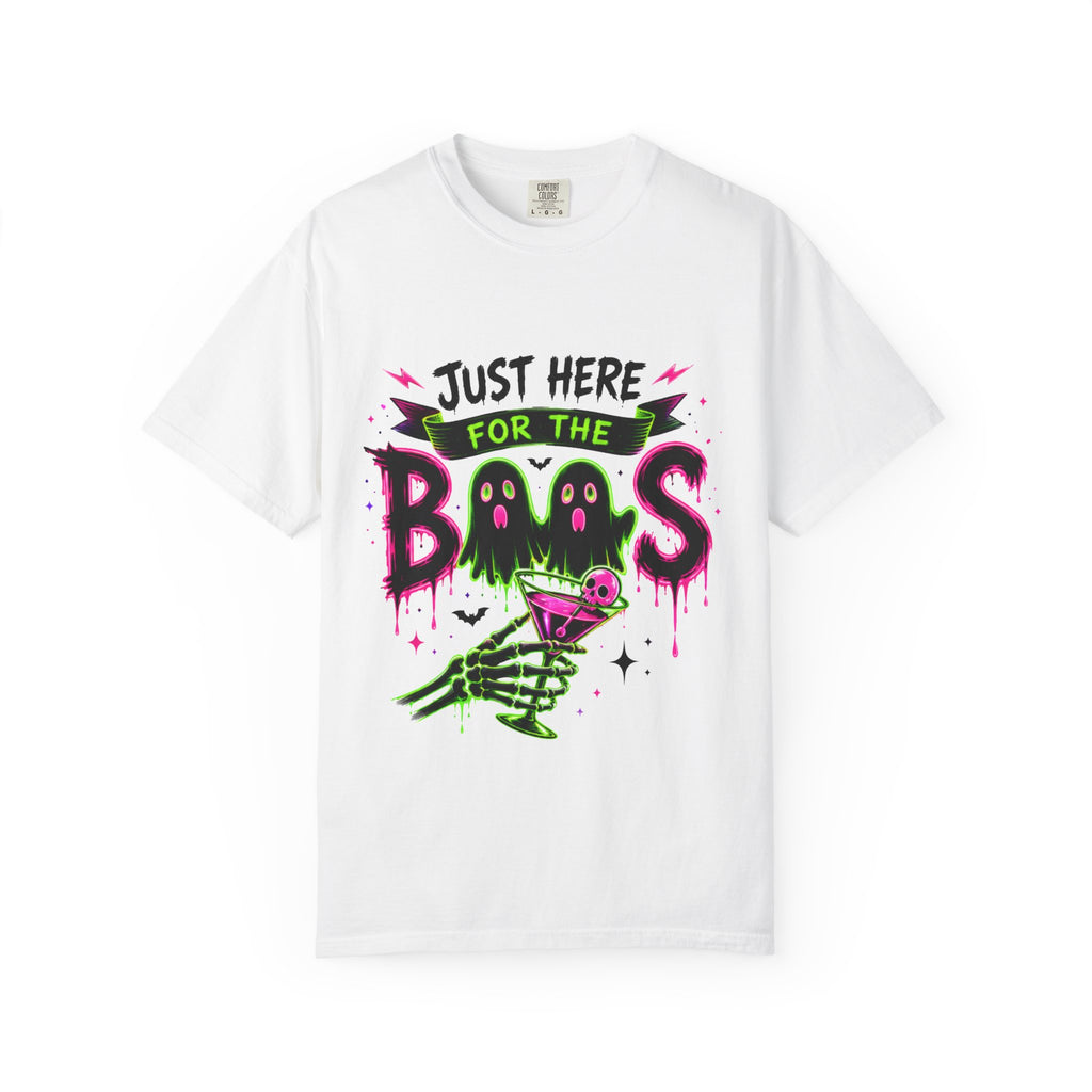 T-Shirt — "Just Here for the Boos" Halloween Ghost Graphic Tee