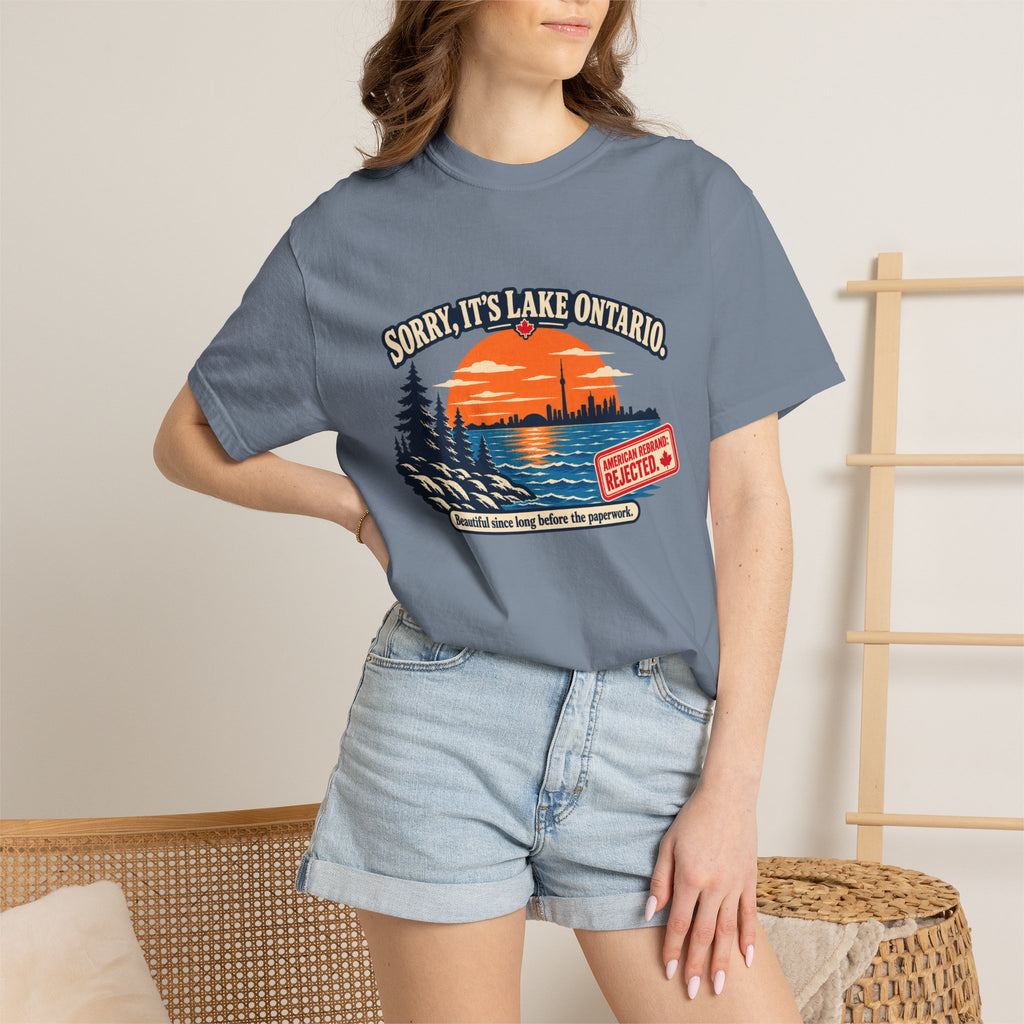 Lake Ontario Sunset T-Shirt — "Sorry, It's Lake Ontario" - Lake America Rejected