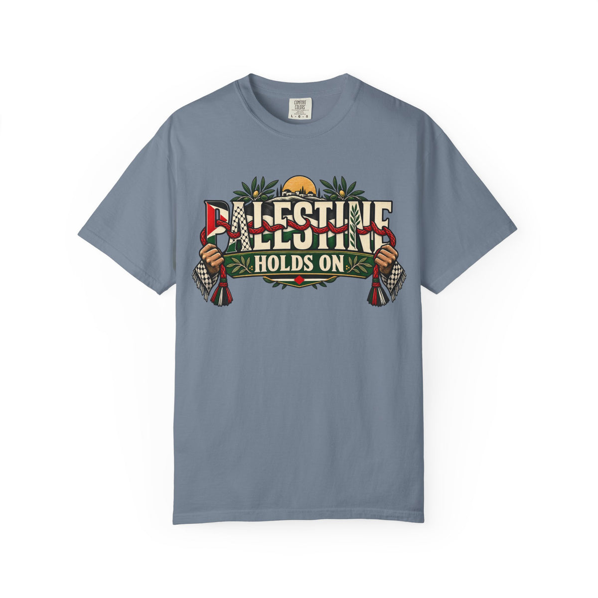 Palestine Holds On T-Shirt — Free Palestine Solidarity Graphic Tee