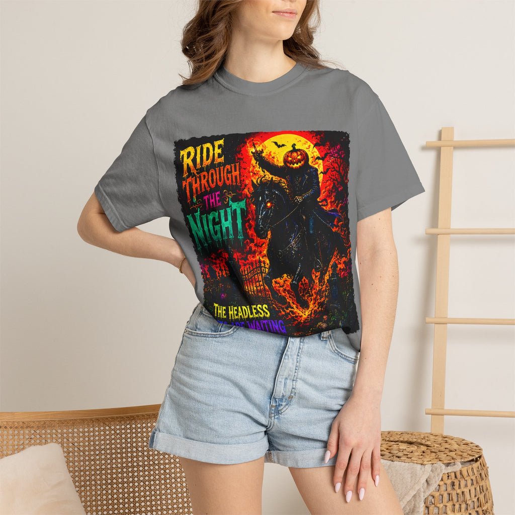 Ride Through the Night Halloween T-Shirt — Headless Horseman Graphic Tee