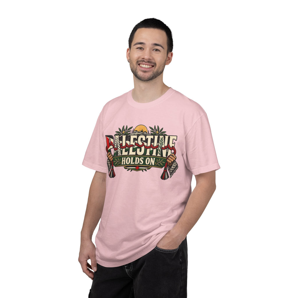 Palestine Holds On T-Shirt — Free Palestine Solidarity Graphic Tee