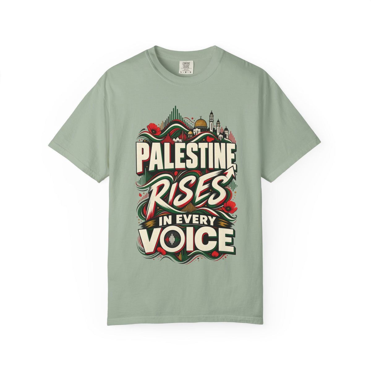 Palestine Rises Graphic T-Shirt — "Palestine Rises in Every Voice" Tee
