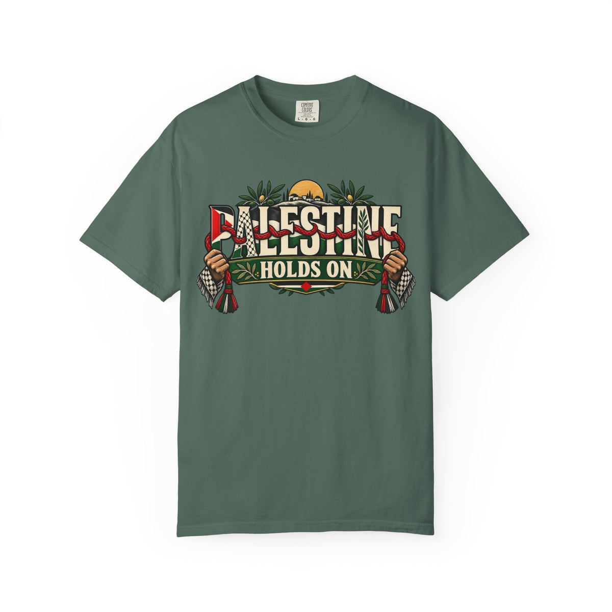 Palestine Holds On T-Shirt — Free Palestine Solidarity Graphic Tee