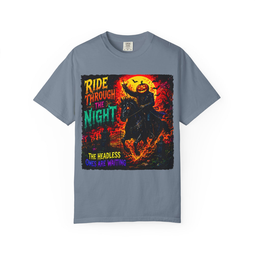 Ride Through the Night Halloween T-Shirt — Headless Horseman Graphic Tee